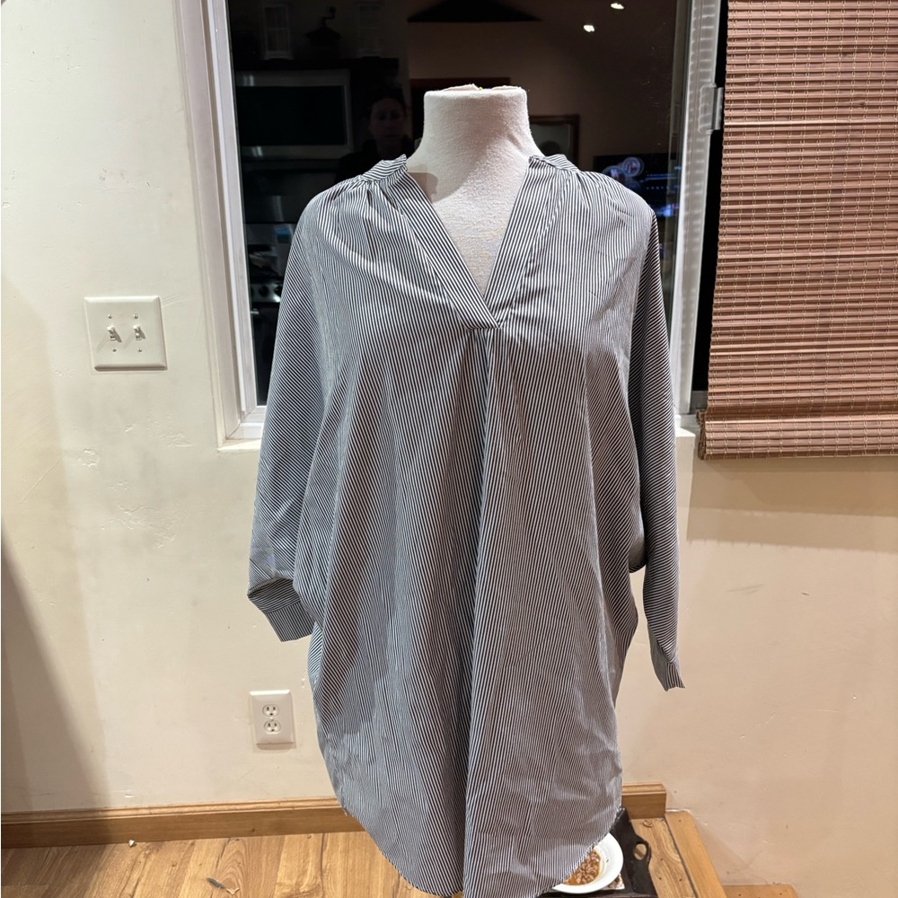 Striped V-Neck Tunic Top